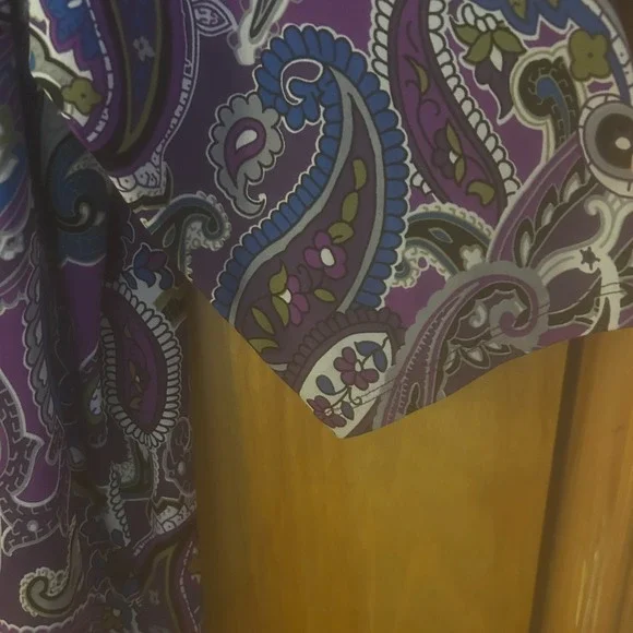 Susan Graver Top Size 3X Purple Paisley Print Tunic Artsy Liquid Knit Office - Picture 6 of 9